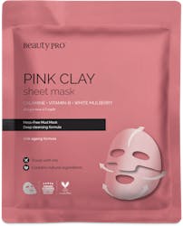 BeautyPro Pink Clay Sheet Mask Calamine, Vitamin B & White Mulberry 15g