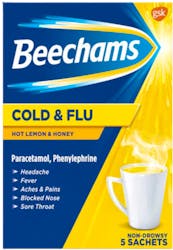 Beechams Cold & Flu Honey and Lemon 5 pack