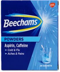 Beechams Cold & Flu Powders Aspirin & Caffeine 20 Sachets