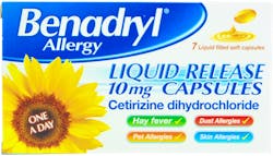 Benadryl Allergy Liquid Release 10mg – Lactose-free 7 Capsules