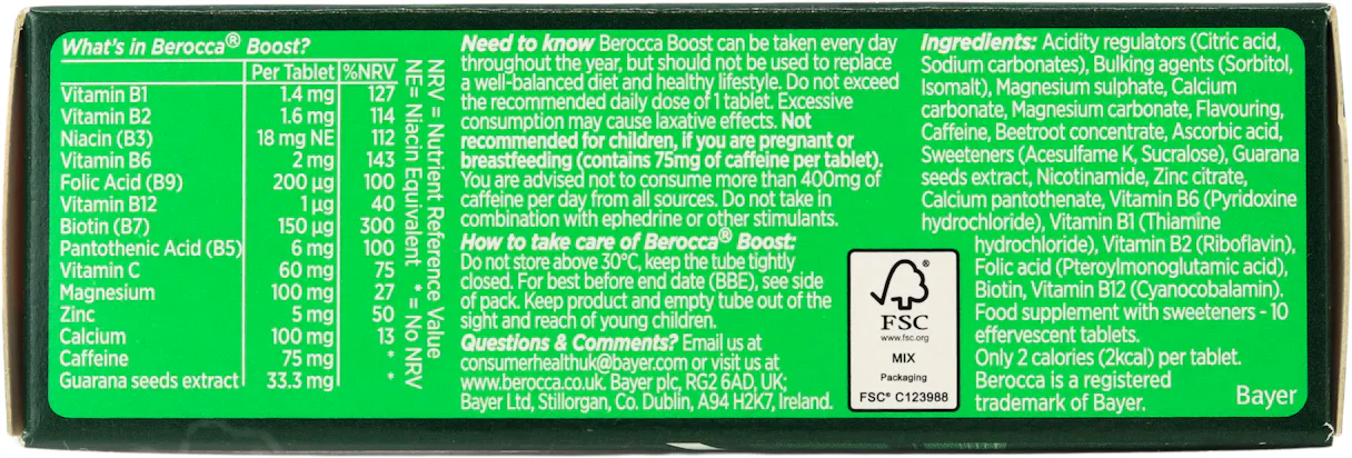 Berocca Boost with Guarana Cherry Flavour 10 Tablets - 2