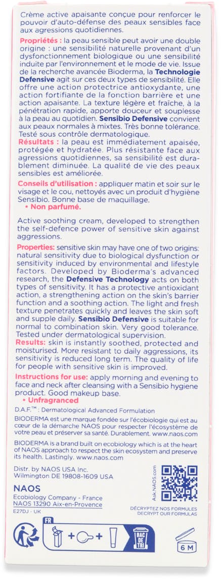 Bioderma Sensibio Defensive Active Soothing Cream 40ml - 3