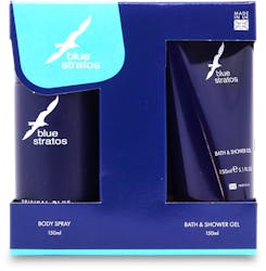 Blue Stratos 150ml Bath & Shower Gel & 150ml Body Spray Set