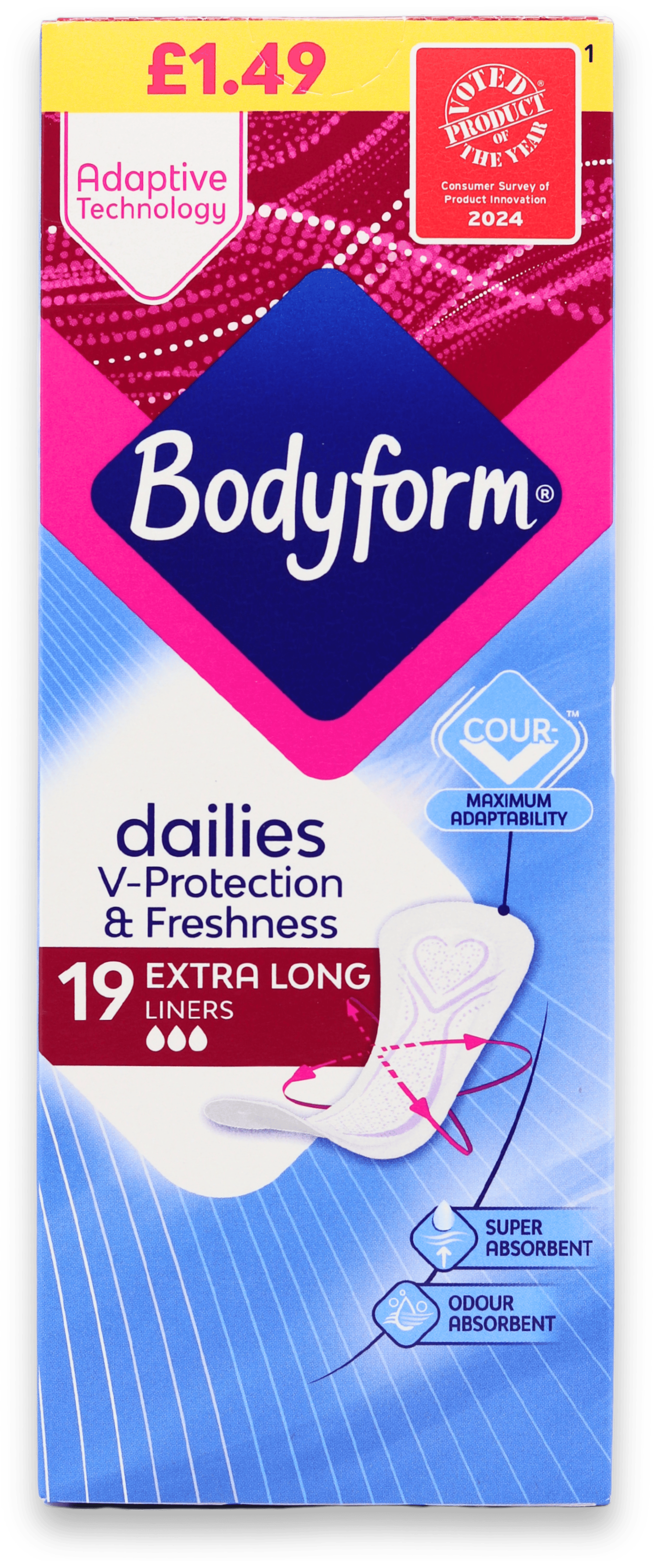 Bodyform Dailies Extra Long Liners 19 Pack