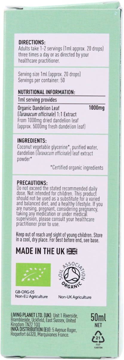 Botanicals For Life Organic Dandelion Leaf Extract 50ml - 2