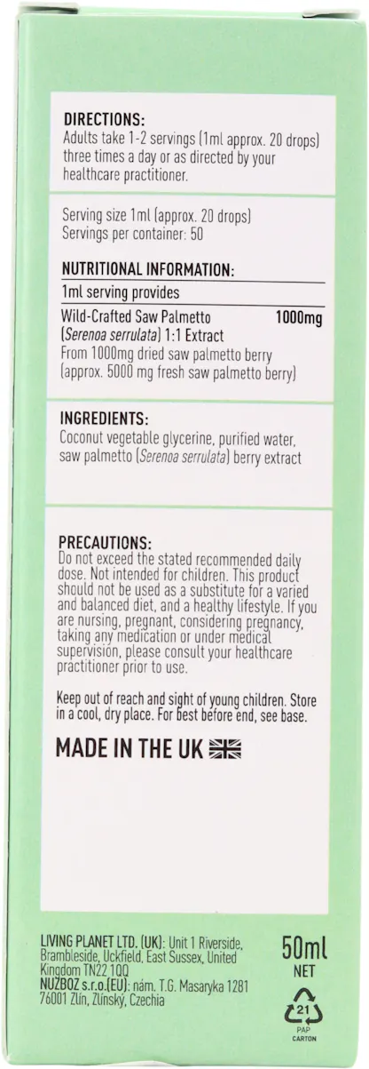 Botanicals For Life Wild Crafted Saw Palmetto 50ml - 2