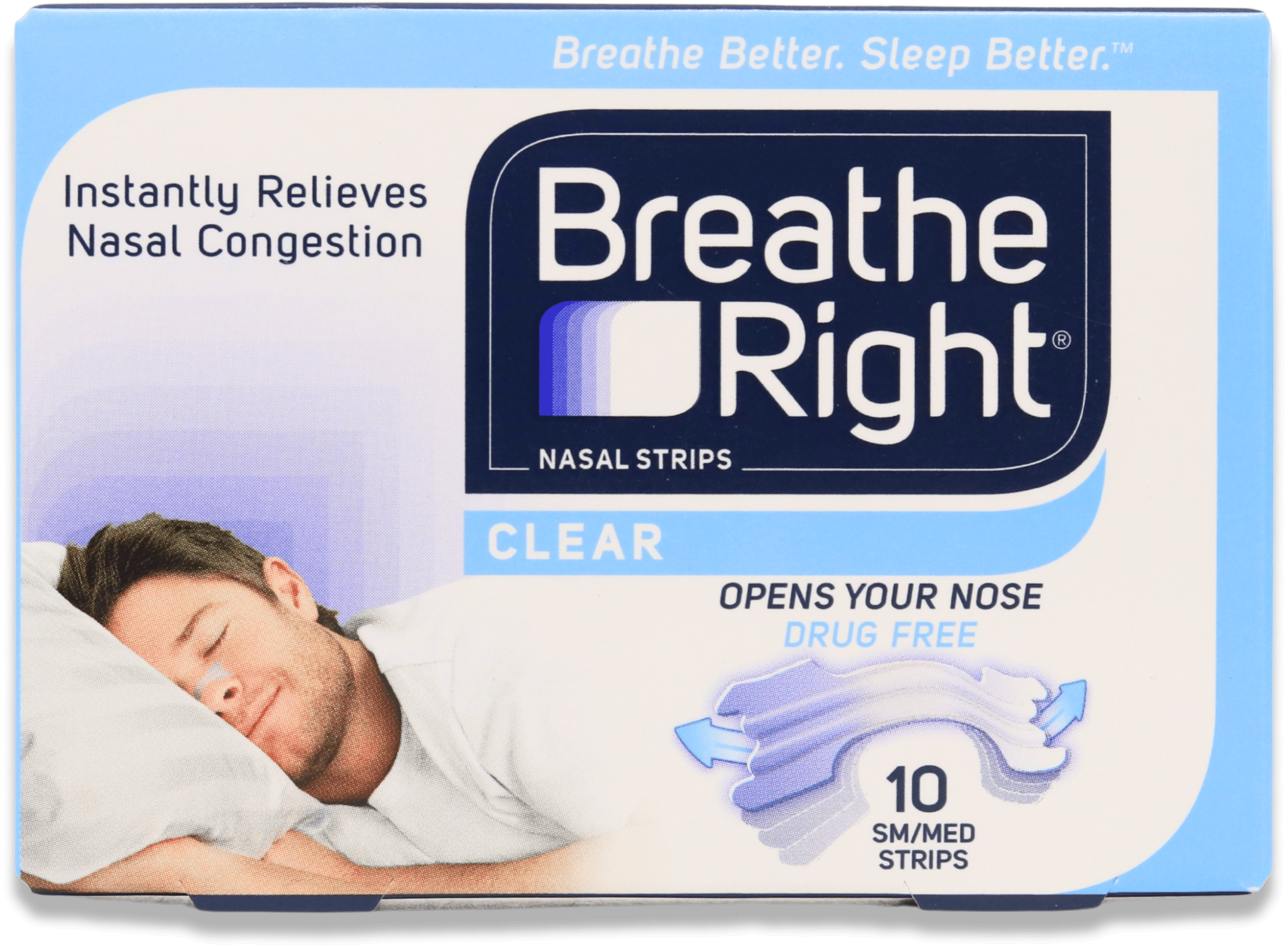 Breathe Right Clear Nasal Strips Small/Medium 10 Pack