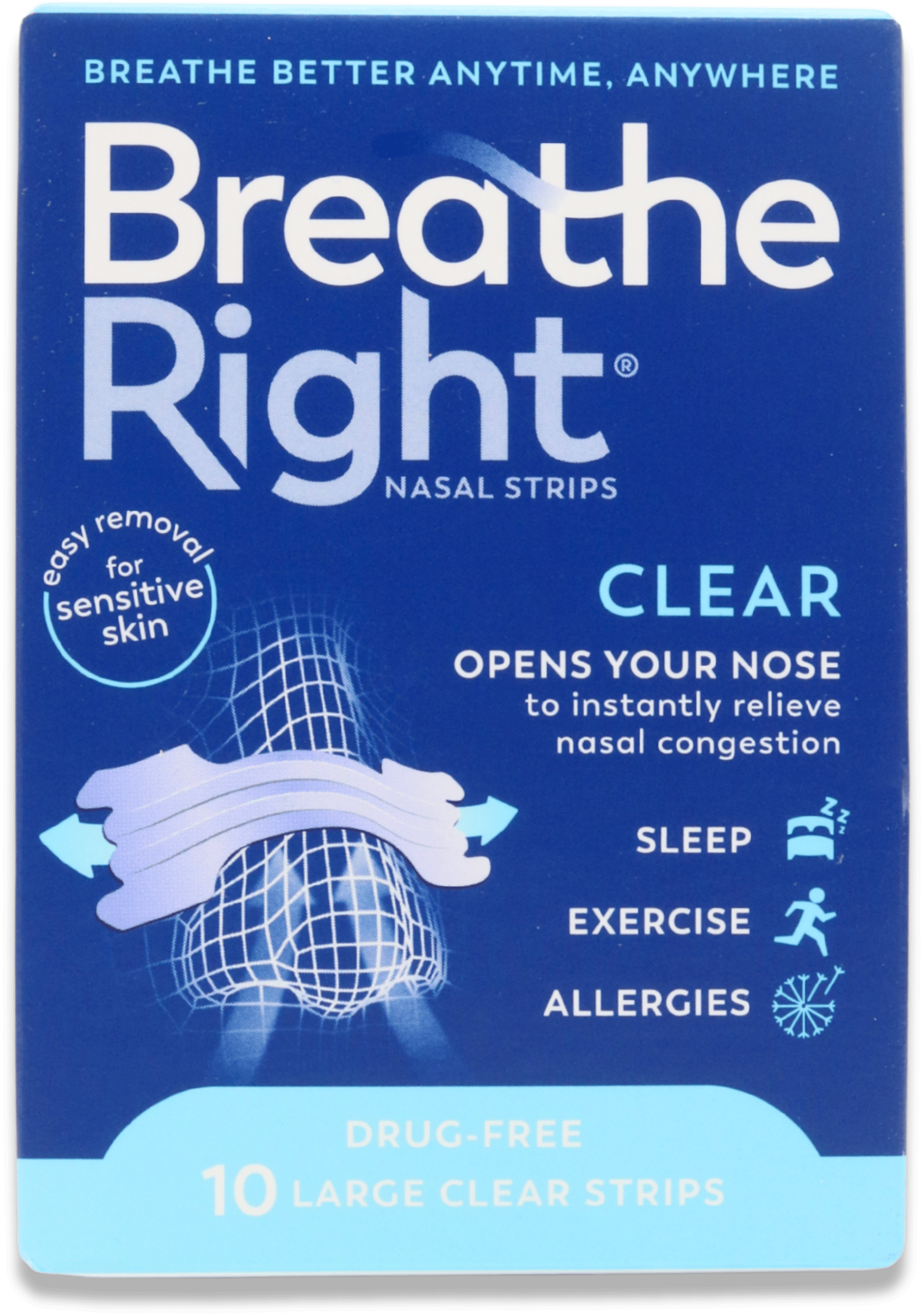 Breathe Right Clear Sleep Strips Large 10 Pack