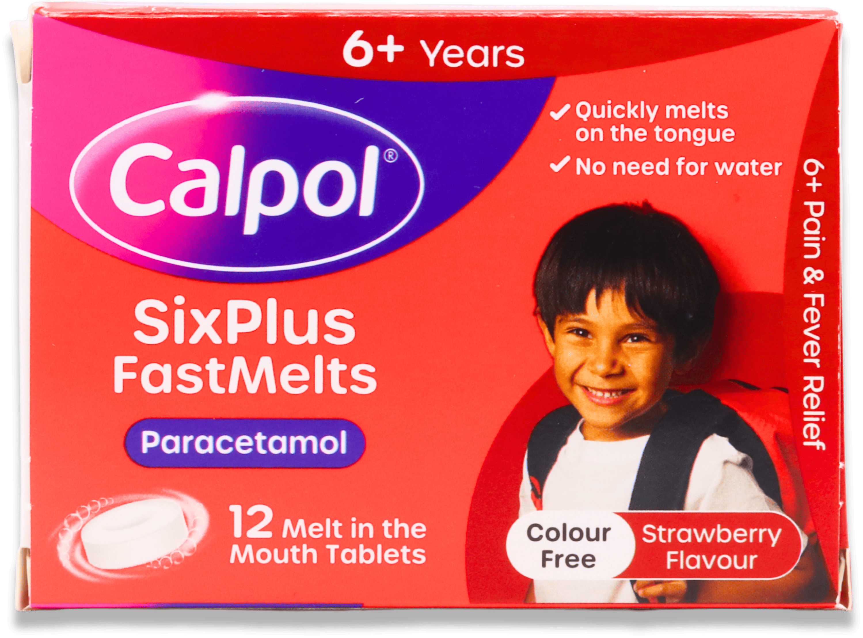 Calpol SixPlus Fastmelts Strawberry 12 Tablets