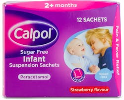 Calpol Sugar Free Infant Suspension Strawberry 12 Sachets