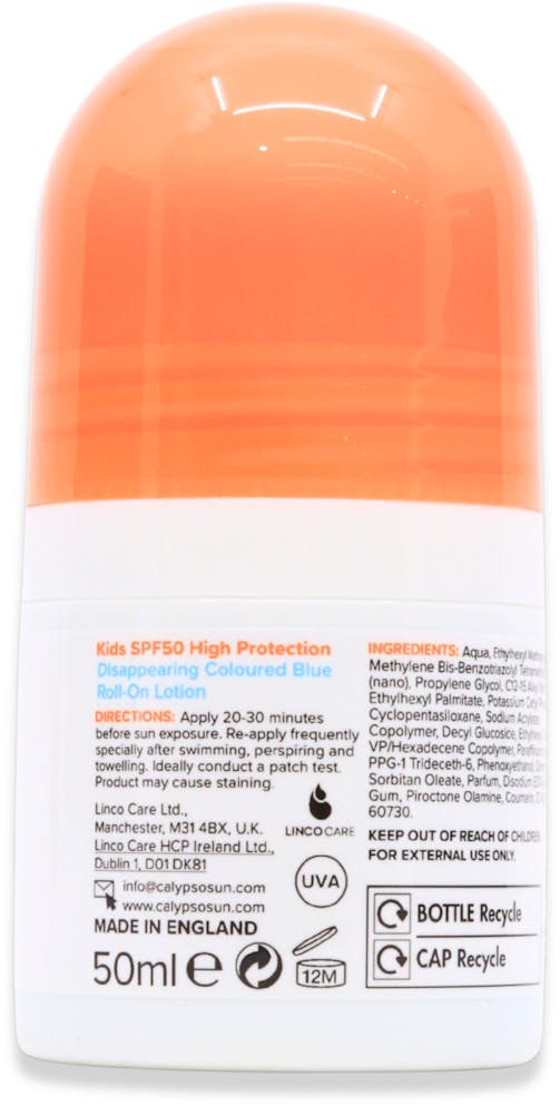 Calypso Kids Disappearing Coloured Roll-On Sun Lotion SPF50 50ml - 2
