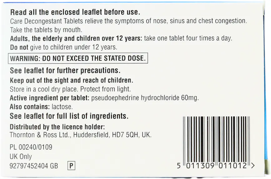 Care+ Decongestant 12 Tablets - 2