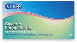 Care+ Glycerin Suppositories 1g Infant 12 Pack