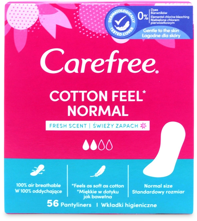 Carefree Pantyliners Normal Cotton Fresh 56 Pack