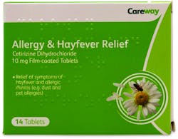 Careway Cetirizine Dihydrochloride Allergy & Hay Fever Relief 14 Tablets