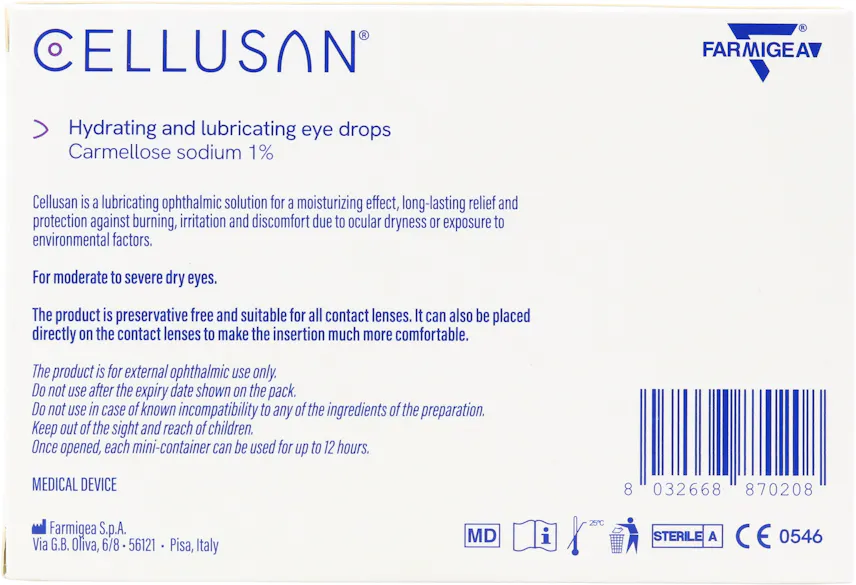 Cellusan Carmellose Sodium 1% Eye Drops 30 x 0.4ml - 2