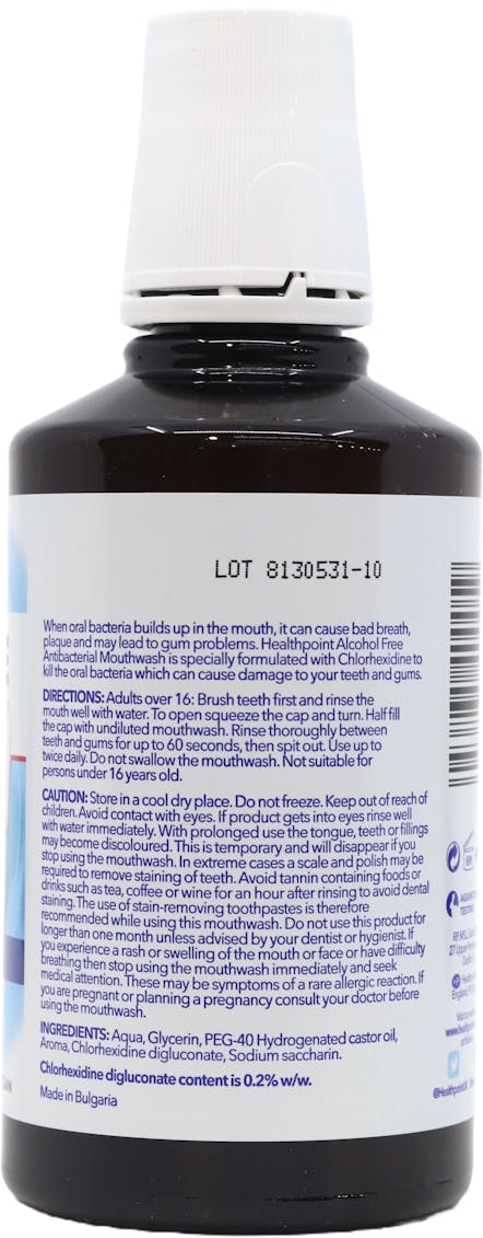 Chlorhexidine Antibacterial Mouthwash Peppermint Alcohol Free 400ml - 2