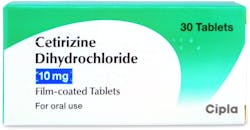 Cipla Cetirizine Dihydrochloride 10mg 30 Tablets