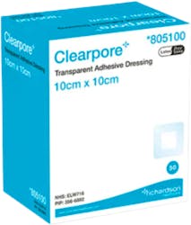 Clearpore Waterproof Adhesive Dressing 10x10cm 50 Pack