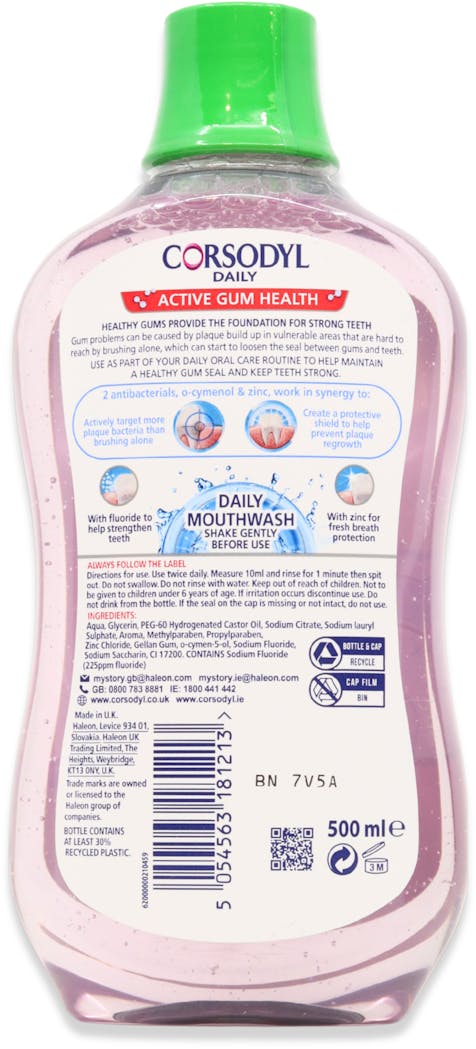 Corsodyl Daily Active Gum Health Mouthwash 500ml - 2