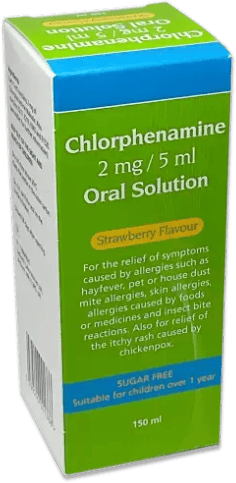 Crescent Chlorphenamine Maleate Oral Solution Strawberry Flavour 2mg/5ml 150ml