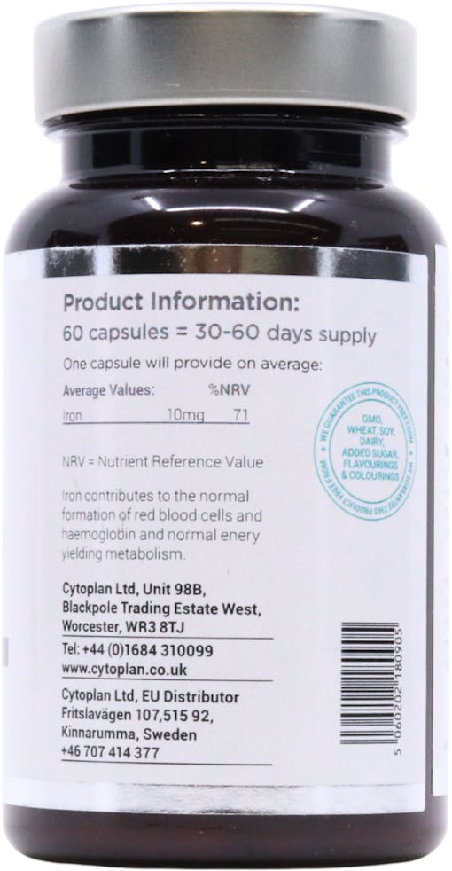 Cytoplan Wholefood Iron 10mg 60 Capsules - 2