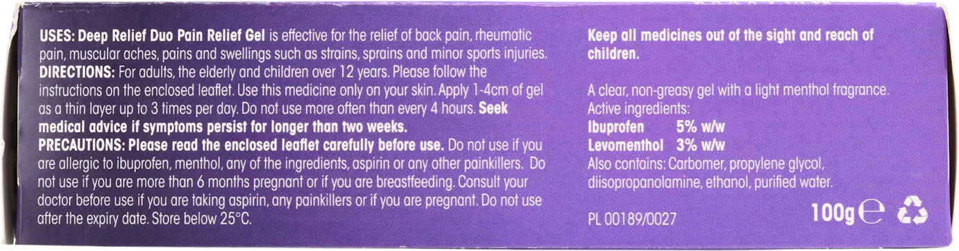 Deep Relief Duo Pain Relief Gel 100g - 2