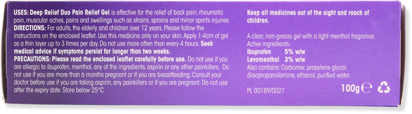 Deep Relief Duo Pain Relief Gel 100g - 2