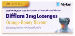 Difflam 3mg Lozenges Orange & Honey 20 pack