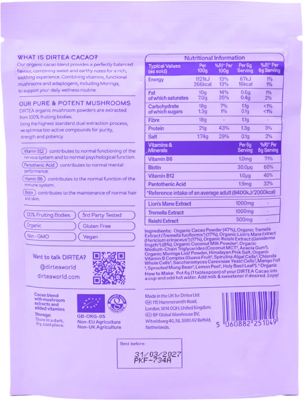 DIRTEA Cacao Mushroom Superblend 180g - 2