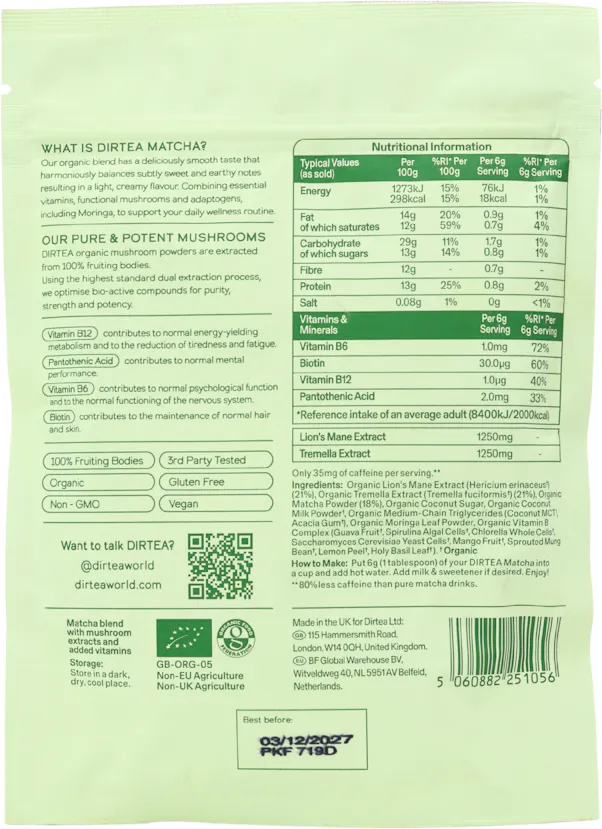 DIRTEA Matcha Mushroom Superblend 180g - 2