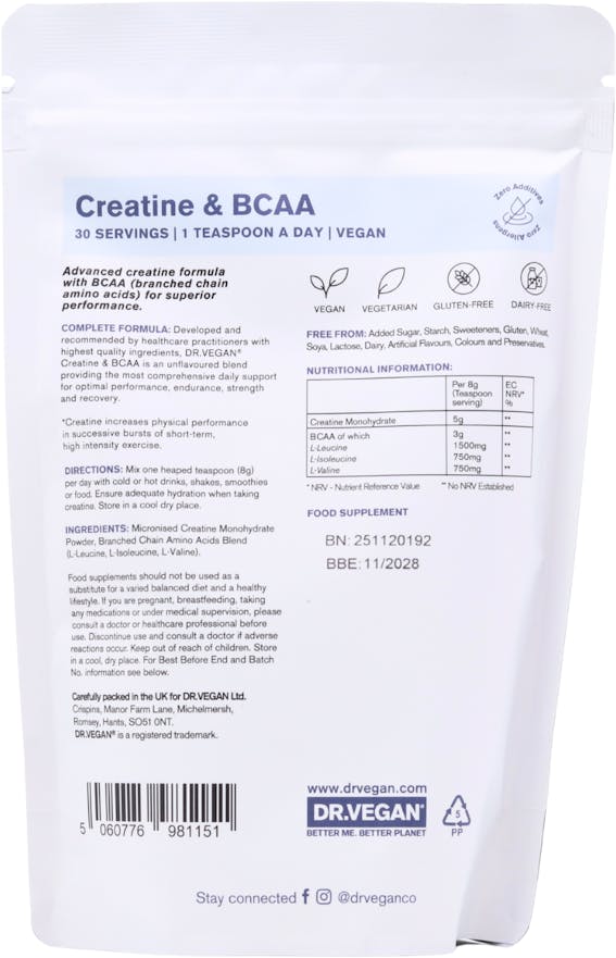 DR. VEGAN Creatine & BCAA Unflavoured 240g - 2