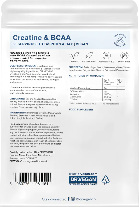 DR. VEGAN Creatine & BCAA Unflavoured 240g - 2