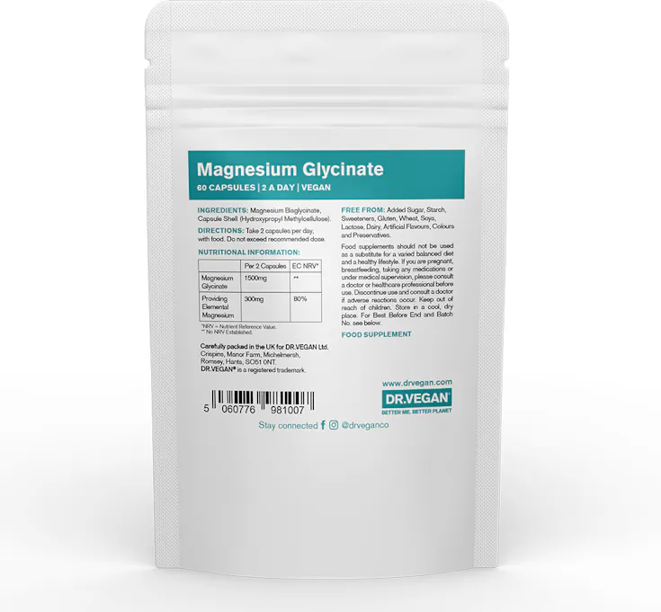 DR VEGAN Magnesium Glycinate 300mg 60 Capsules - 2