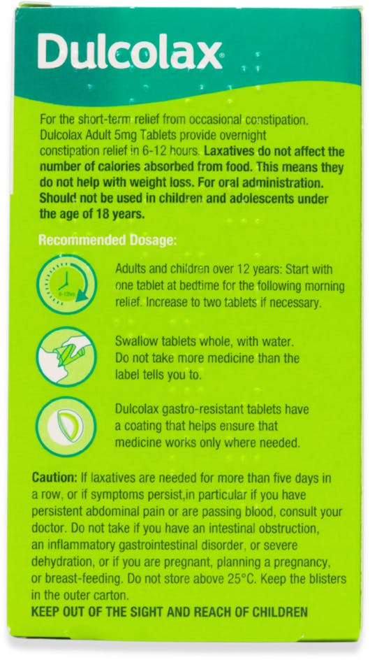 Dulcolax Adult  5mg Gastro-Resistant 20 Tablets - 2