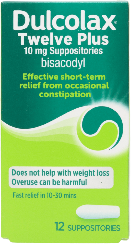 Dulcolax Twelve Plus 10mg Bisacodyl Suppositories 12 Pack
