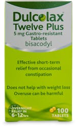 Dulcolax Twelve Plus 5mg Gastro-Resistant Bisacodyl 100 Tablets