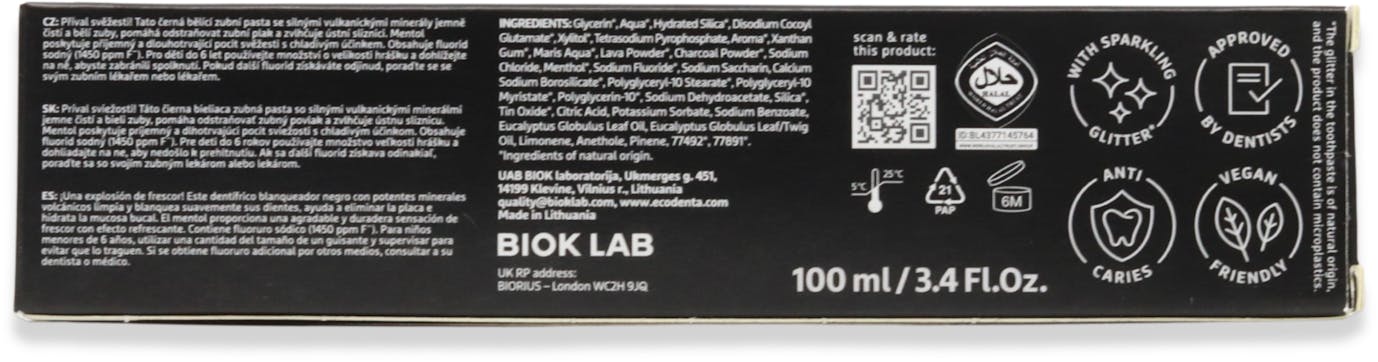 Ecodenta Black Volcanic Whitening Toothpaste 100ml - 3