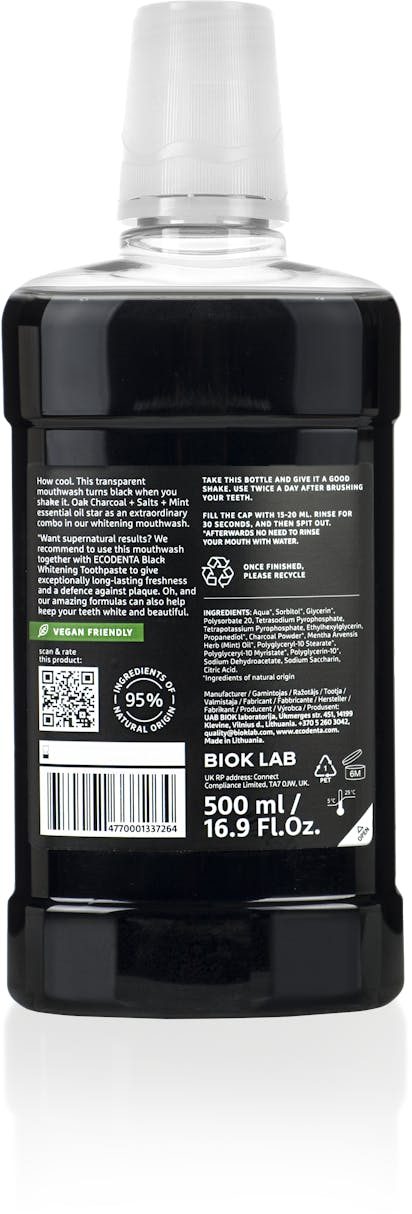 Ecodenta Extra Whitening Mouthwash with Black Charcoal 500ml - 2
