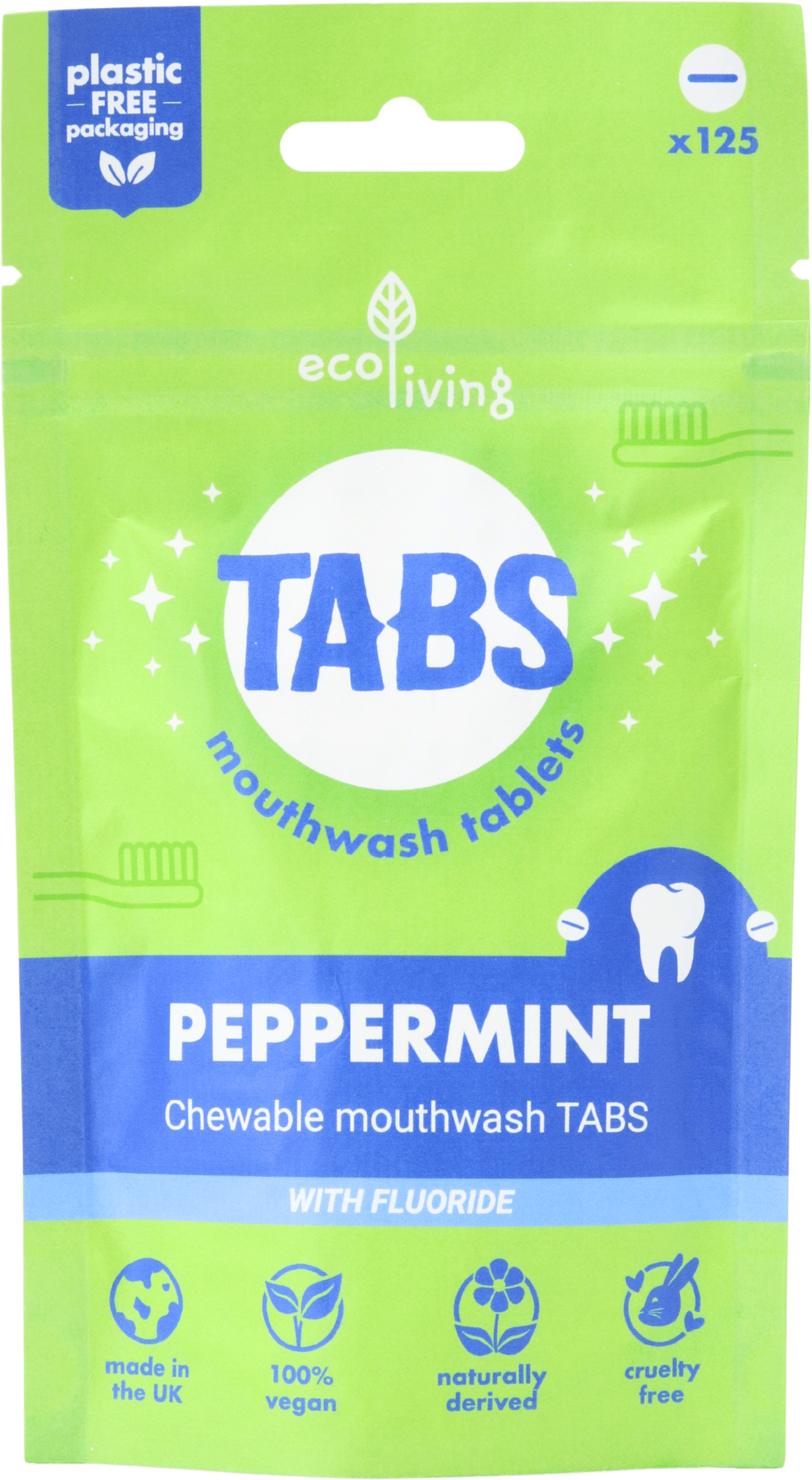 ecoLiving Chewable Mouthwash Tablets with Fluoride 125 Tablets