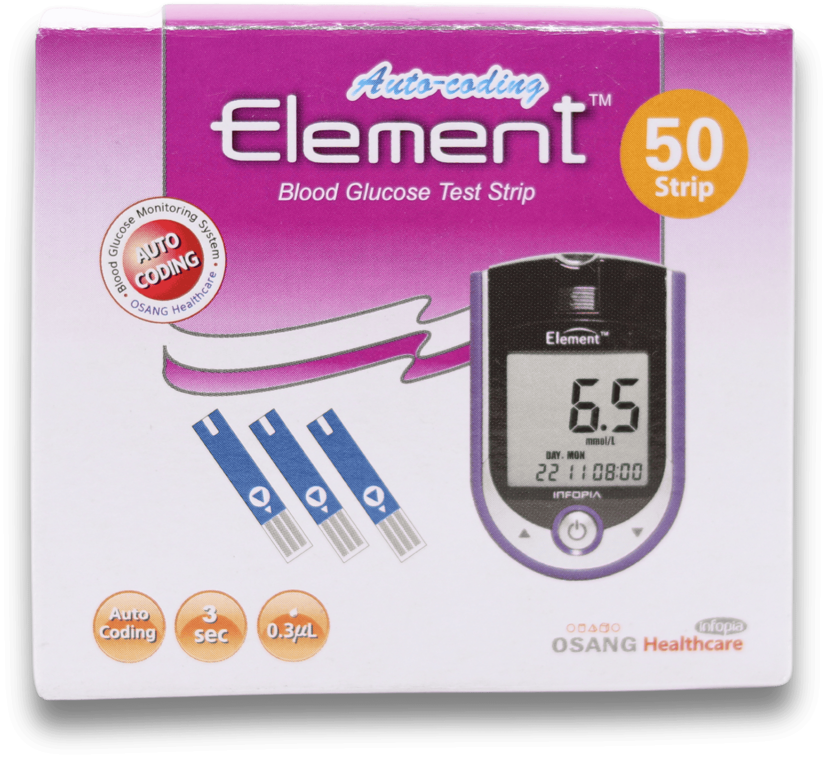 Element Blood Glucose Test Strips 50 Pack