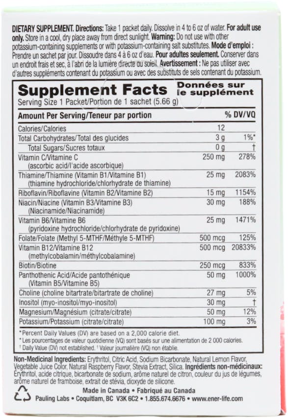 Ener-B+ Vitamin B Complex+ Multivitamin Drink Mix Raspberry Lemonade Sachets 30 Pack - 2