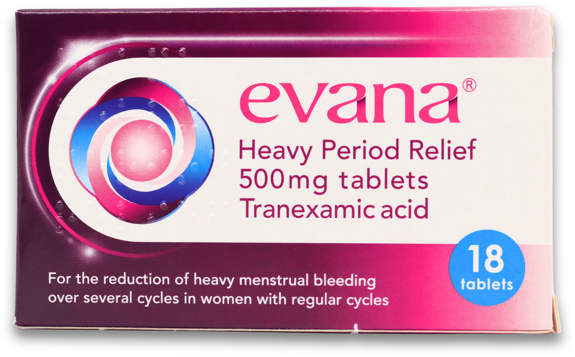 Evana Heavy Period Relief Tranexamic Acid 500mg 18 Tablets