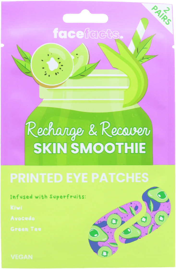 Face Facts Recharge & Recover Prep & Glow Skin Smoothie Printed Eye Patches 2 Pack