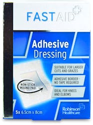Fast Aid Dressing Adhesive 6.5cm x 8cm 5 Pack