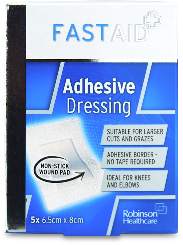Fast Aid Dressing Adhesive 6.5cm x 8cm 5 Pack