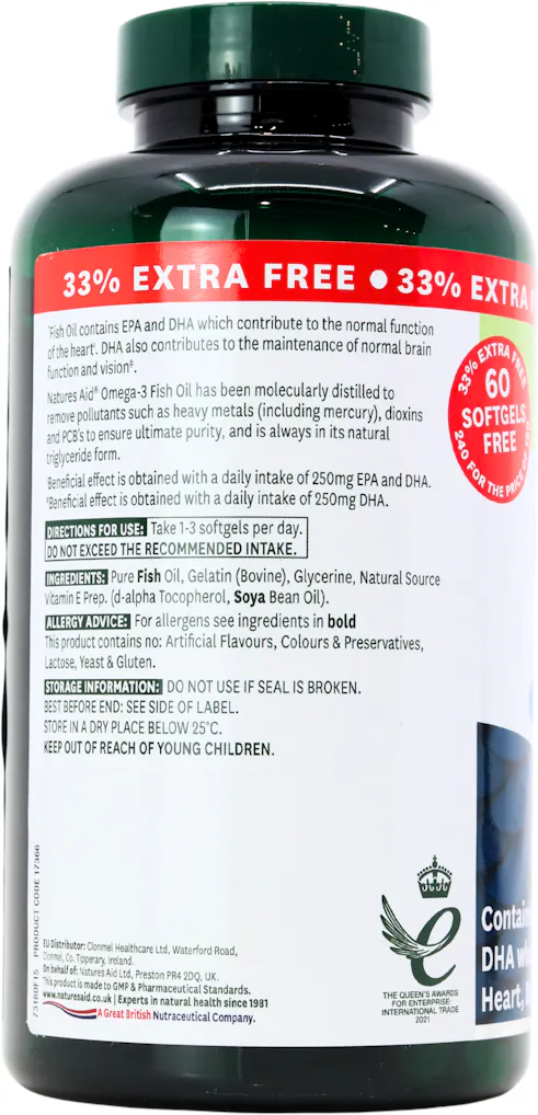 Natures Aid Fish Oil 1000mg 240 Softgels - 3