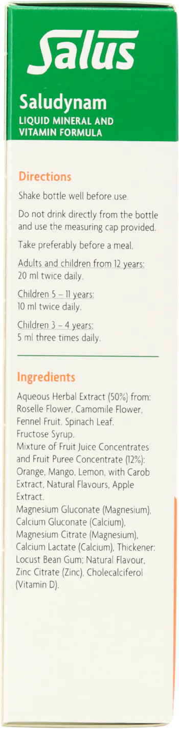 Floradix Saludynam Liquid Calcium, Magnesium, Zinc & Vitamin D Formula 250ml - 2