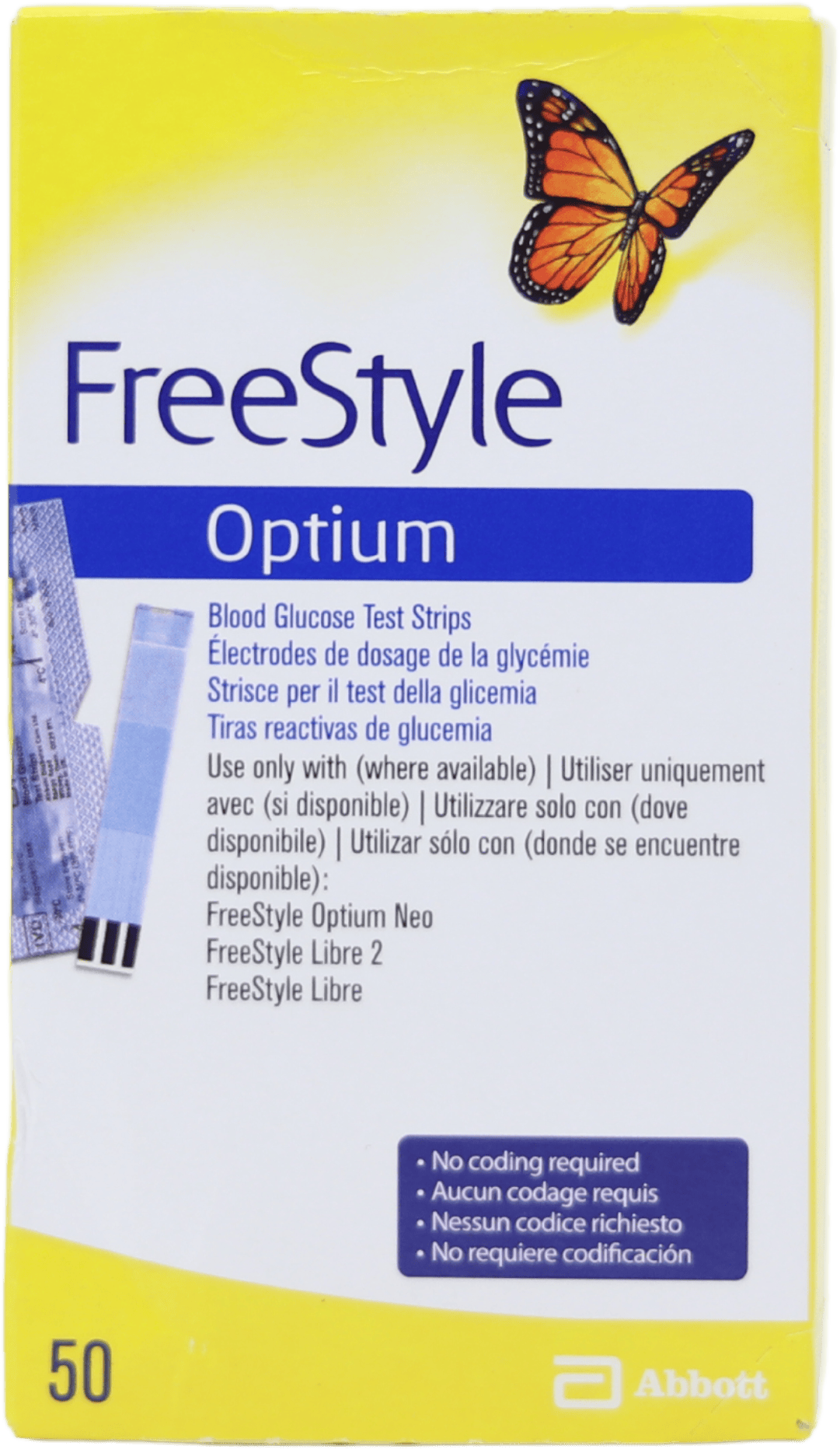Freestyle Optium Blood Glucose Test Strips 50