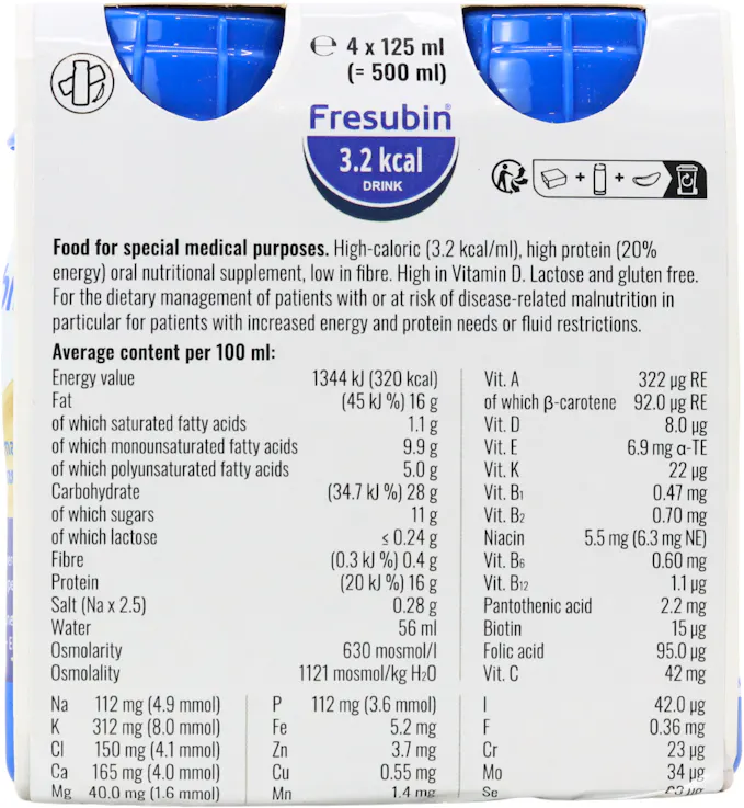 Fresubin 3.2kcal Mini Hazelnut 4 x 125ml - 2